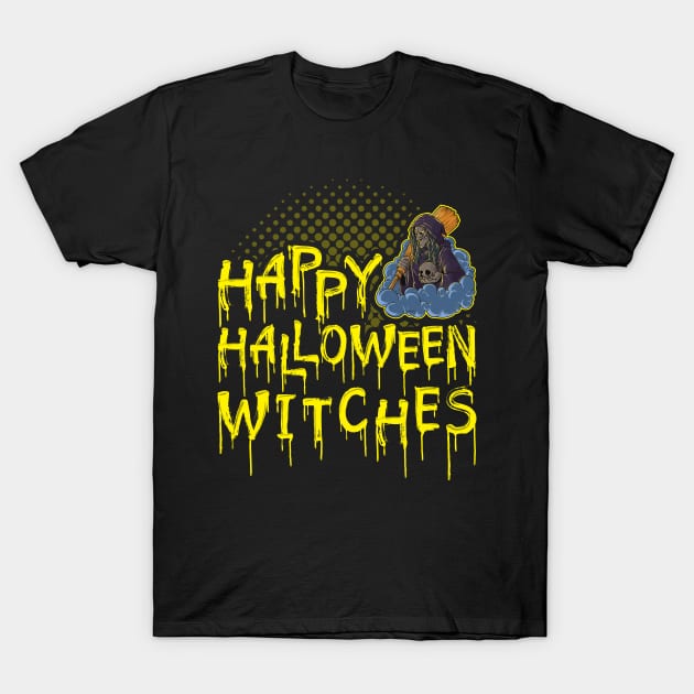 Happy Halloween Witches T-Shirt by Humbas Fun Shirts